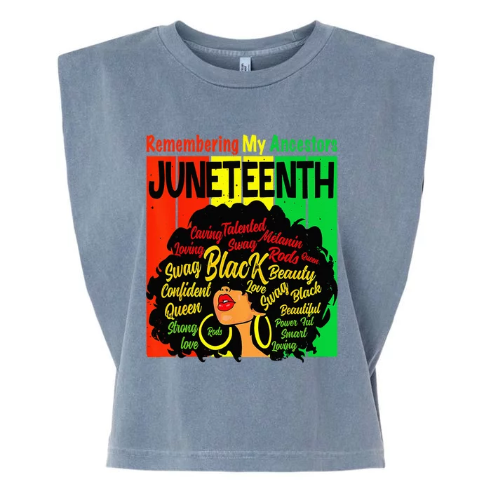 Remembering My Ancestors Juneteenth Natural Hair Black Garment-Dyed Women's Muscle Tee