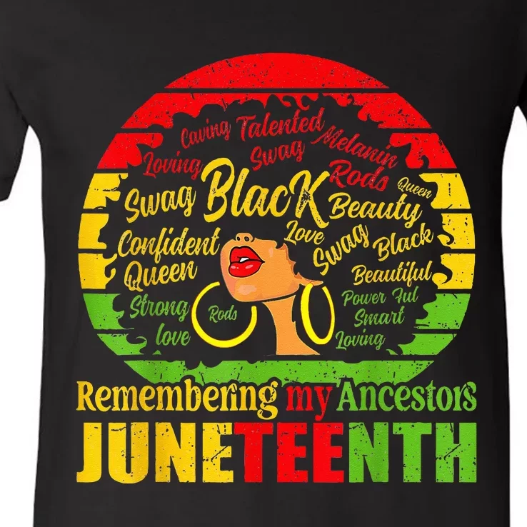 Remembering My Ancestors Juneteenth Celebrate Black Wo V-Neck T-Shirt