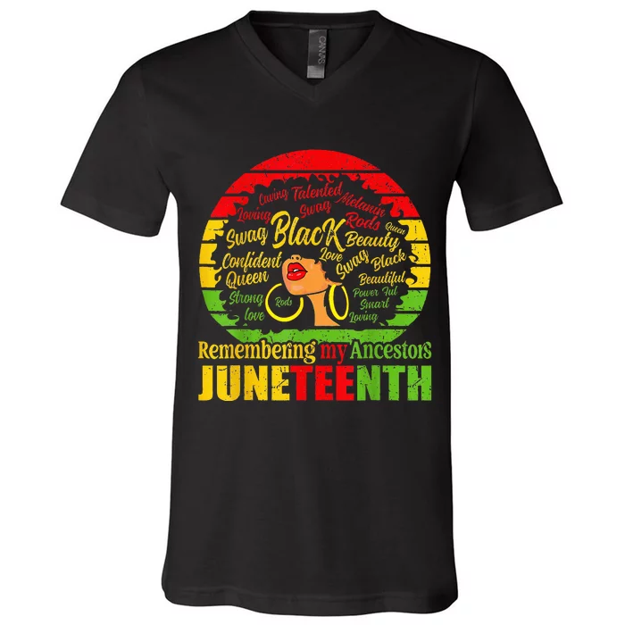 Remembering My Ancestors Juneteenth Celebrate Black Wo V-Neck T-Shirt