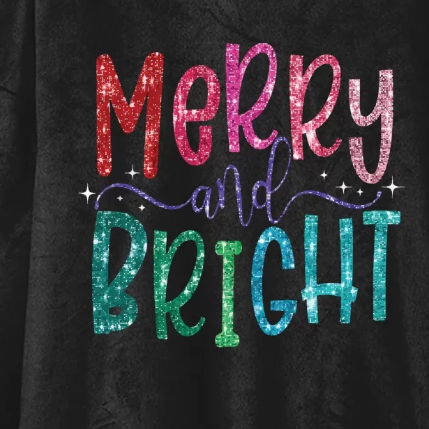 Retro Merry And Bright Merry Christmas Hooded Wearable Blanket