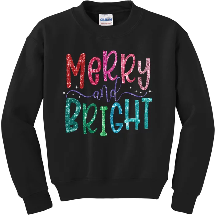 Retro Merry And Bright Merry Christmas Kids Sweatshirt