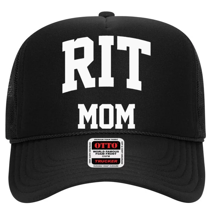 RIT Mom Arch College University Font High Crown Mesh Trucker Hat