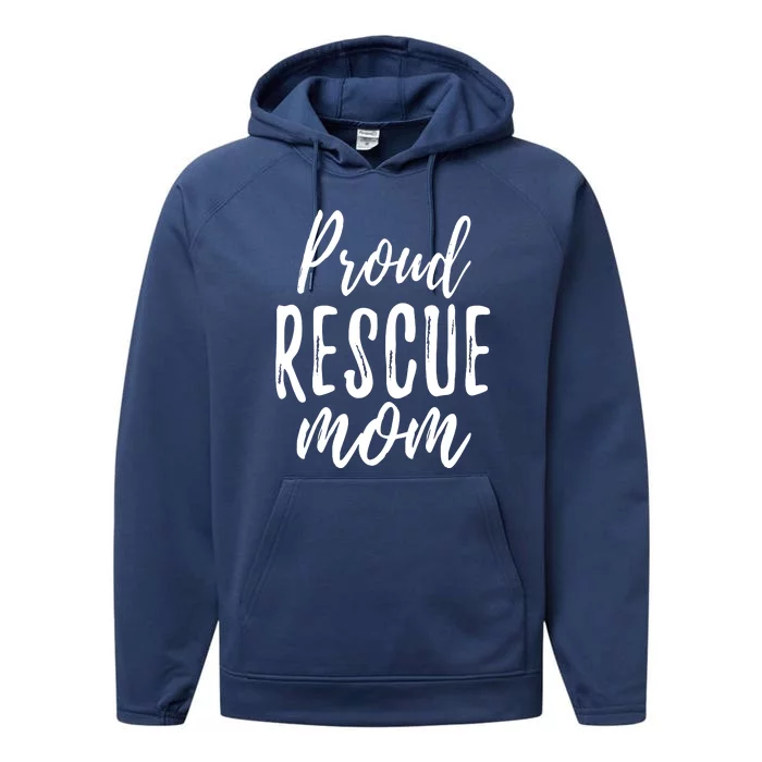 RESCUE MOM Animal Lovers Tee Shelter Dog Cat Love Performance Fleece Hoodie