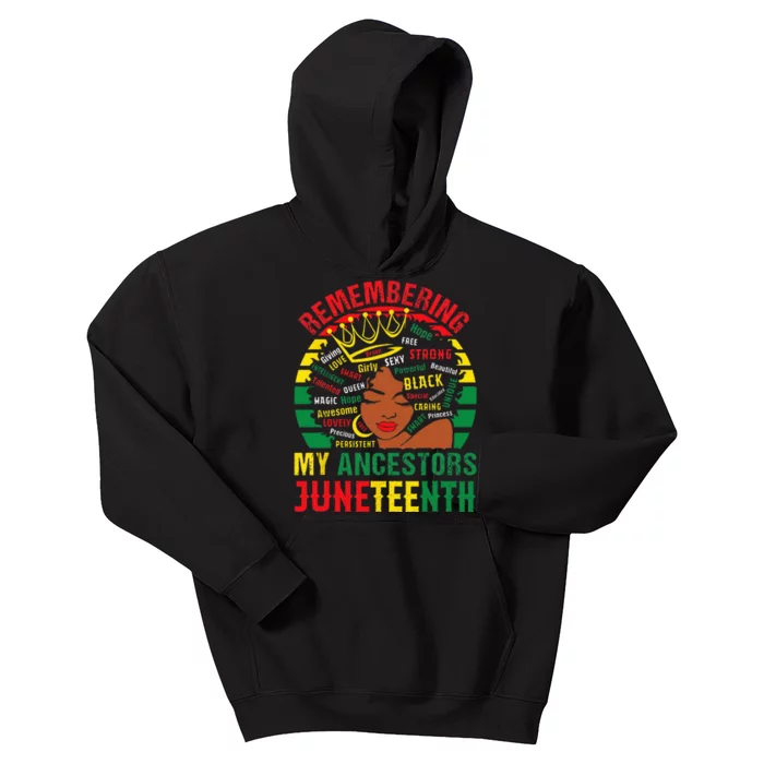 Remembering My Ancestors Juneteenth Black Kids Hoodie