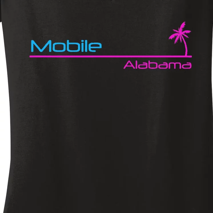 Retro Mobile Alabama Women's V-Neck T-Shirt