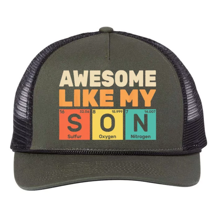 Retro Men Awesome Like My Son Periodic Table Chemistry Gift For Dad Retro Rope Trucker Hat Cap