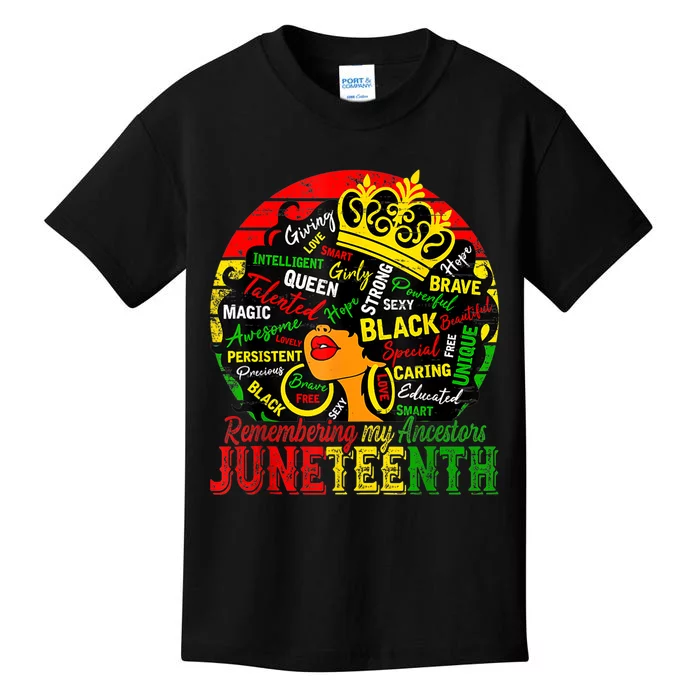 Remembering My Ancestors Juneteenth Celebrate Black Kids T-Shirt