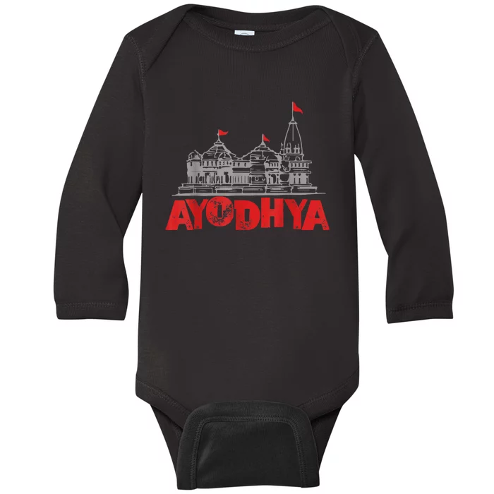 Ram Mandir Ayodhya Baby Long Sleeve Bodysuit