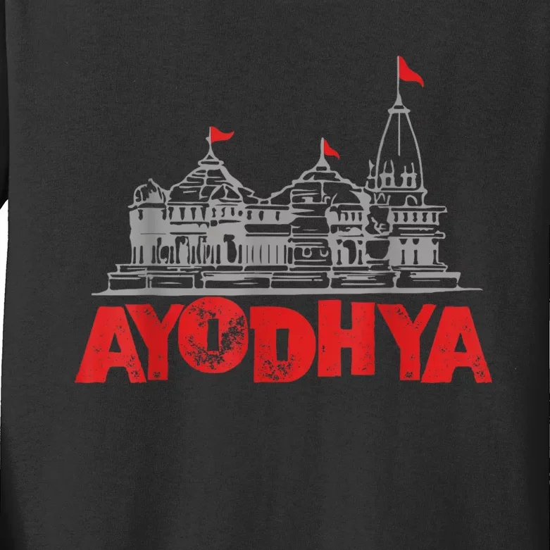 Ram Mandir Ayodhya Kids Long Sleeve Shirt