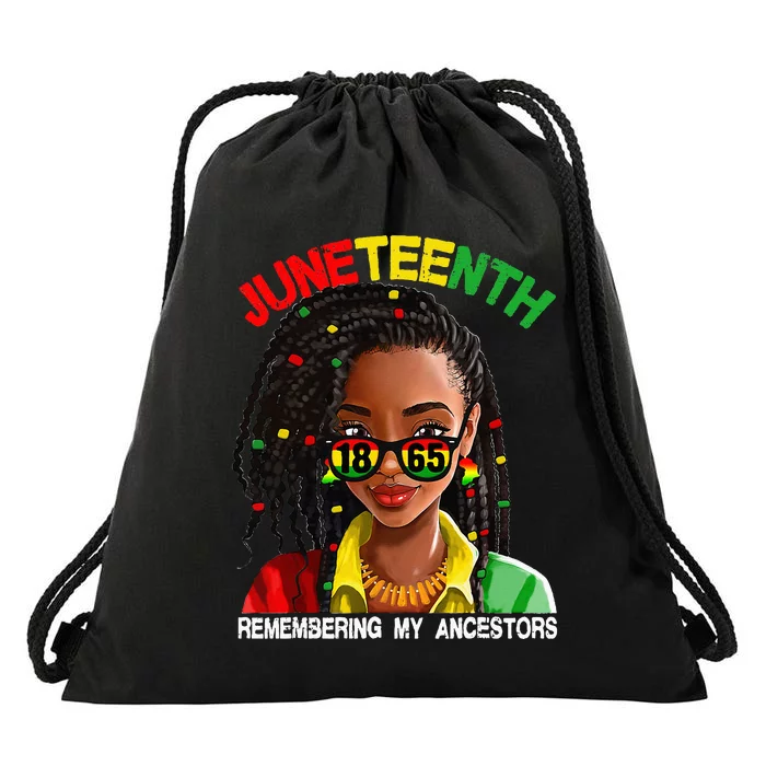 Remembering My Ancestors Juneteenth Celebrate Black Drawstring Bag