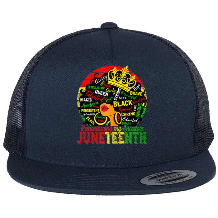 Remembering My Ancestors Juneteenth Celebrate Black Flat Bill Trucker Hat