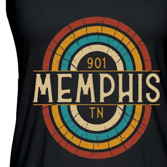 Retro Memphis Area Code 901 Residents State Tennessee Ladies Essential Flowy Tank