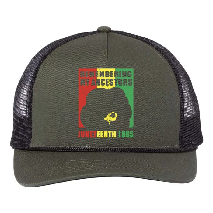 Remembering My Ancestors Juneteenth Black Freedom 1865 Retro Rope Trucker Hat Cap