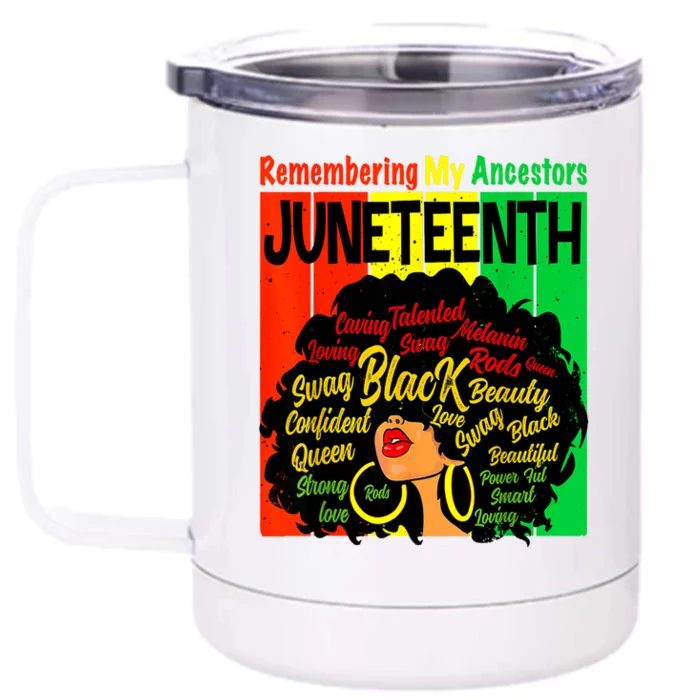 Remembering My Ancestors Juneteenth Natural Hair Black Women Front & Back 12oz Stainless Steel Tumbler Cup