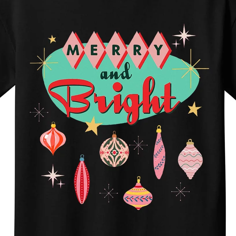 Retro Merry and Bright MidCentury Modern Christmas Ornament Kids T-Shirt