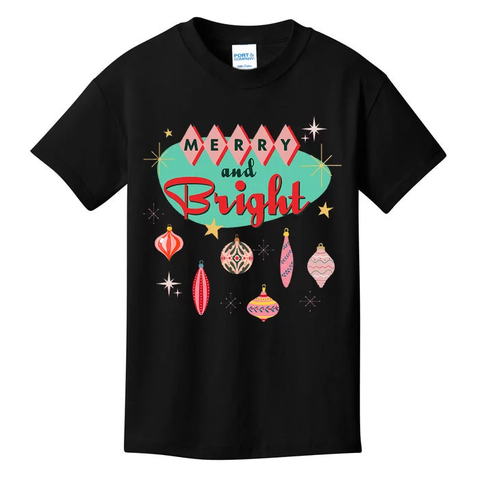 Retro Merry and Bright MidCentury Modern Christmas Ornament Kids T-Shirt