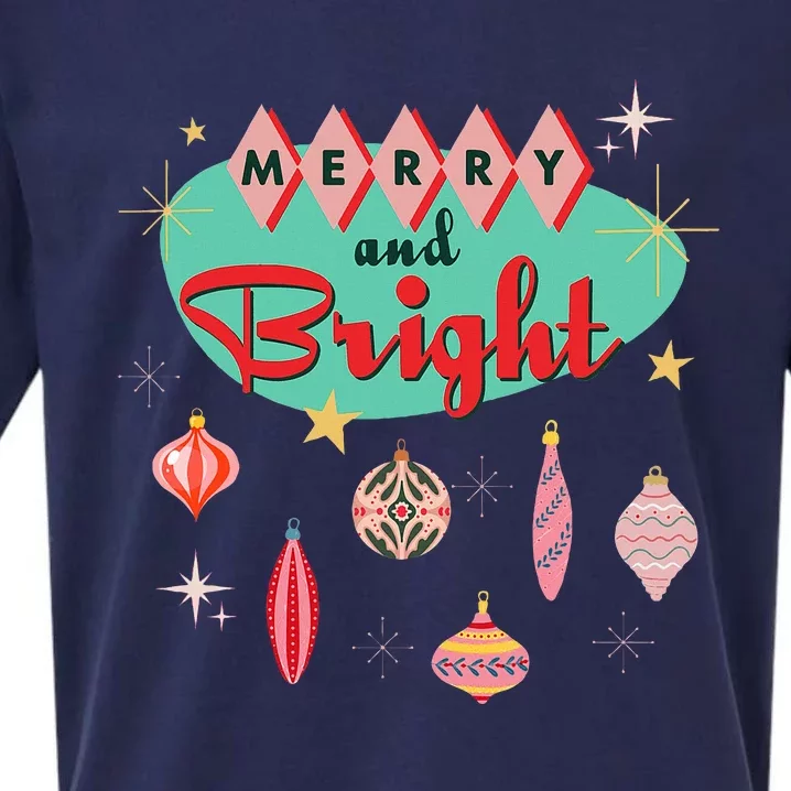 Retro Merry and Bright MidCentury Modern Christmas Ornament Sueded Cloud Jersey T-Shirt