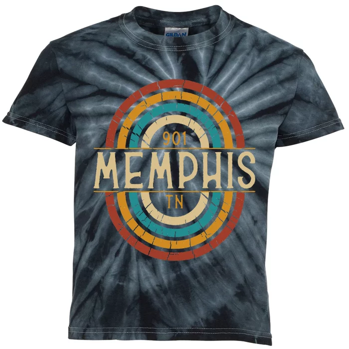 Retro Memphis Area Code 901 Residents State Tennessee Kids Tie-Dye T-Shirt