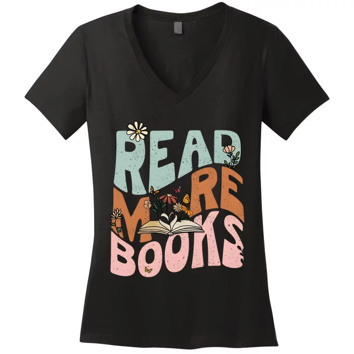 Read More Books Book Lover Bookworm Women's V-Neck T-Shirt