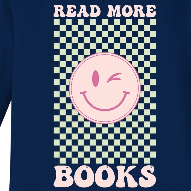 Read More Books Pink Smiley Book Lover Gifts Education Baby Long Sleeve Bodysuit