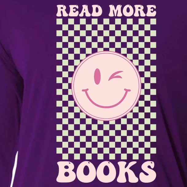 Read More Books Pink Smiley Book Lover Gifts Education Cooling Performance Long Sleeve Crew