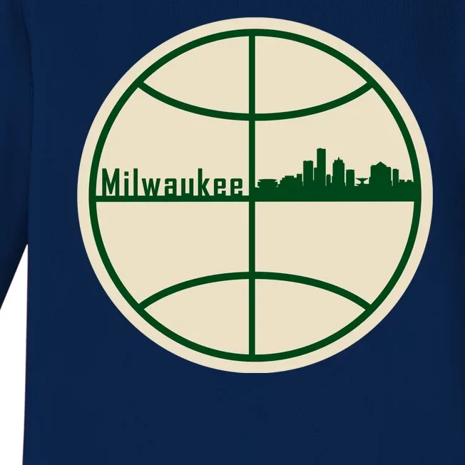 Retro Milwaukee Basketball Home Game Baskeball Fan Baby Long Sleeve Bodysuit