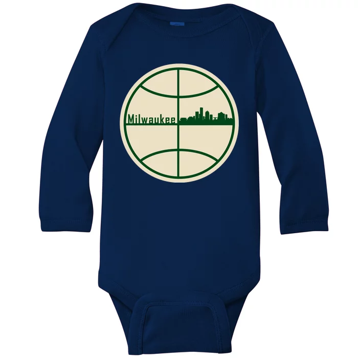 Retro Milwaukee Basketball Home Game Baskeball Fan Baby Long Sleeve Bodysuit