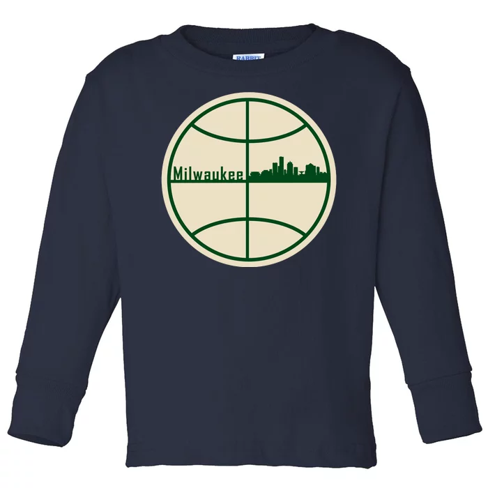 Retro Milwaukee Basketball Home Game Baskeball Fan Toddler Long Sleeve Shirt