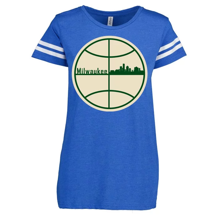 Retro Milwaukee Basketball Home Game Baskeball Fan Enza Ladies Jersey Football T-Shirt