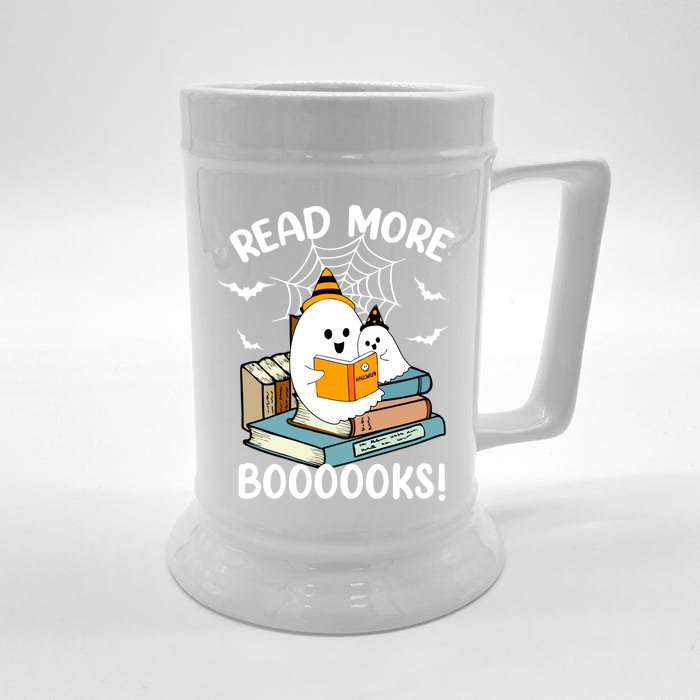 Read More Boooooks Cute Ghost Read More Boooooks Halloween Gift Front & Back Beer Stein