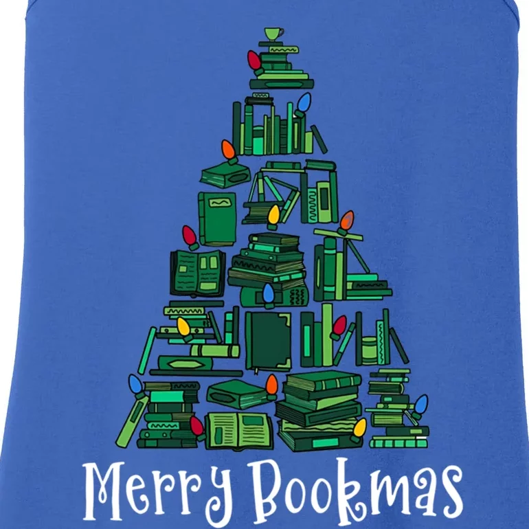 Retro Merry Bookmas Book Tree Christmas Holiday Book Lovers Gift Ladies Essential Tank