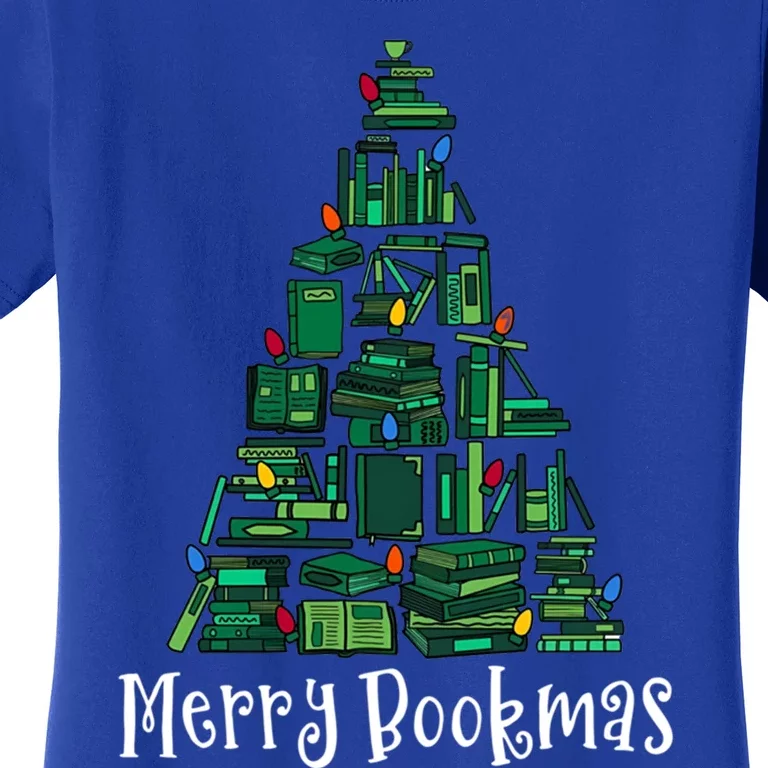 Retro Merry Bookmas Book Tree Christmas Holiday Book Lovers Gift Women's T-Shirt