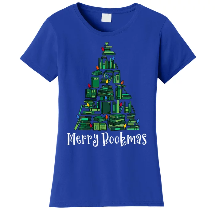 Retro Merry Bookmas Book Tree Christmas Holiday Book Lovers Gift Women's T-Shirt