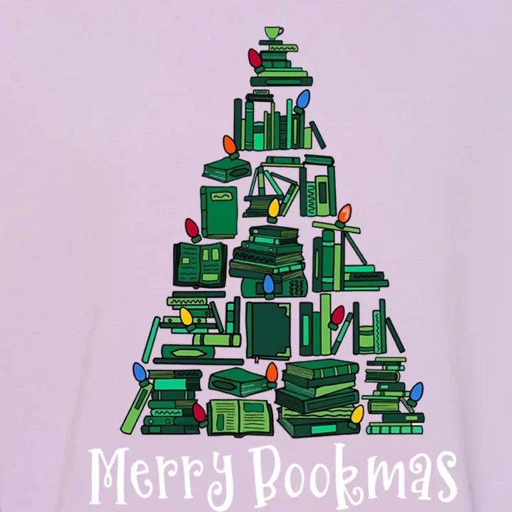 Retro Merry Bookmas Book Tree Christmas Holiday Book Lovers Gift Garment-Dyed Sweatshirt