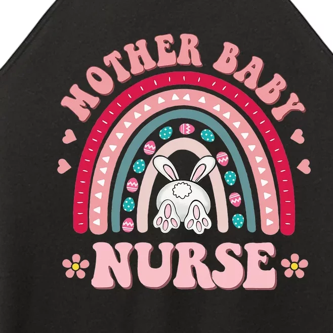 Retro Mother Baby Nurse Rainbow Bunny Easter Day Women’s Perfect Tri Rocker Tank