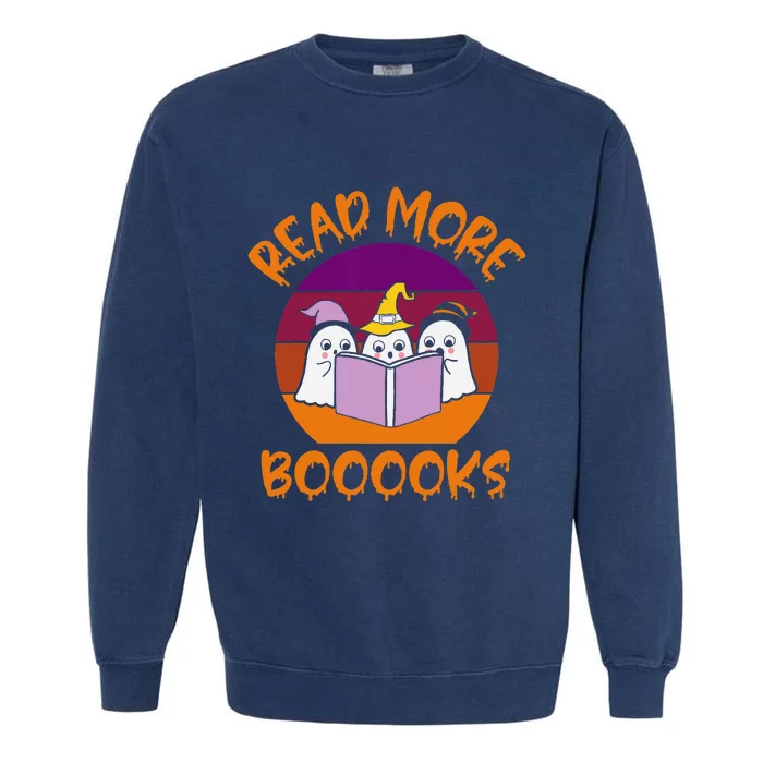 Read More Books Vintage Retro Ghost Book Lover Garment-Dyed Sweatshirt