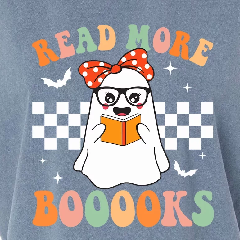 Read More Books Funny Teacher Halloween Ghost Reading Books Gift Garment-Dyed Women's Muscle Tee