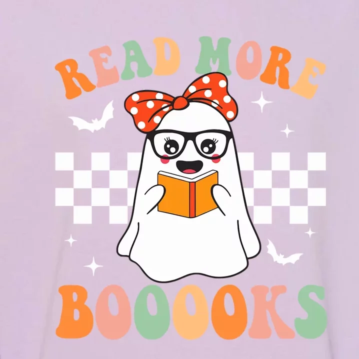 Read More Books Funny Teacher Halloween Ghost Reading Books Gift Garment-Dyed Sweatshirt