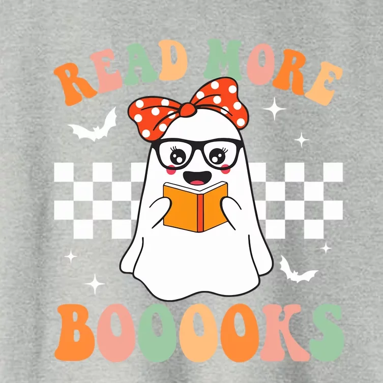 Read More Books Funny Teacher Halloween Ghost Reading Books Gift Women's Crop Top Tee