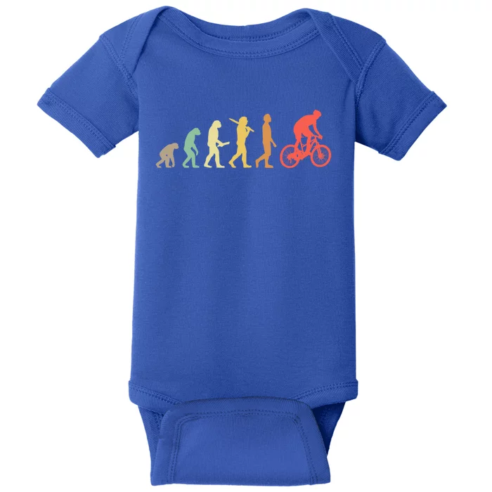 Retro Mountain Biking Evolution Gift For Mountain Bikers Funny Gift Baby Bodysuit