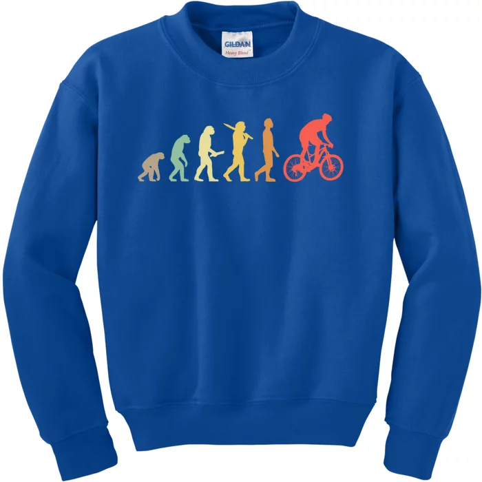 Retro Mountain Biking Evolution Gift For Mountain Bikers Funny Gift Kids Sweatshirt