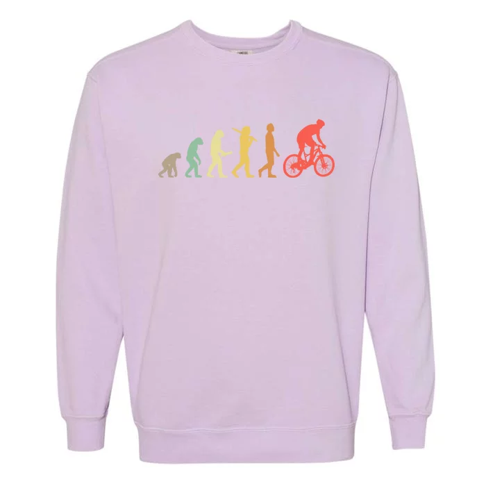 Retro Mountain Biking Evolution Gift For Mountain Bikers Funny Gift Garment-Dyed Sweatshirt