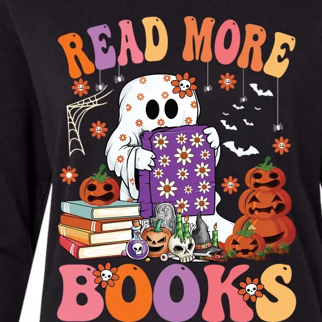 Read More Books Lover Halloween Cute Boo Ghost Reading Books Gift Womens Cotton Relaxed Long Sleeve T-Shirt