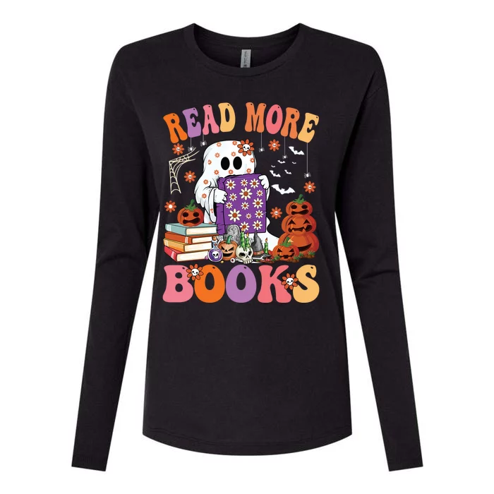 Read More Books Lover Halloween Cute Boo Ghost Reading Books Gift Womens Cotton Relaxed Long Sleeve T-Shirt