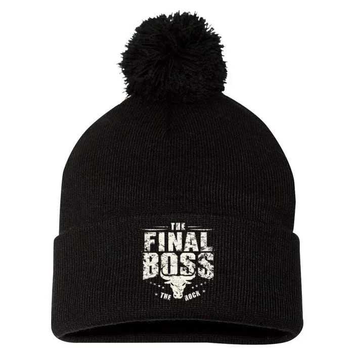 Rock Music Boss Final White Design Fun Music Lover Pom Pom 12in Knit Beanie