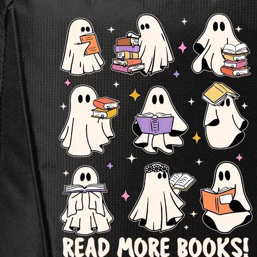 Read More Books Retro Cute Ghost Halloween Reading Books Meaningful Gift City Backpack