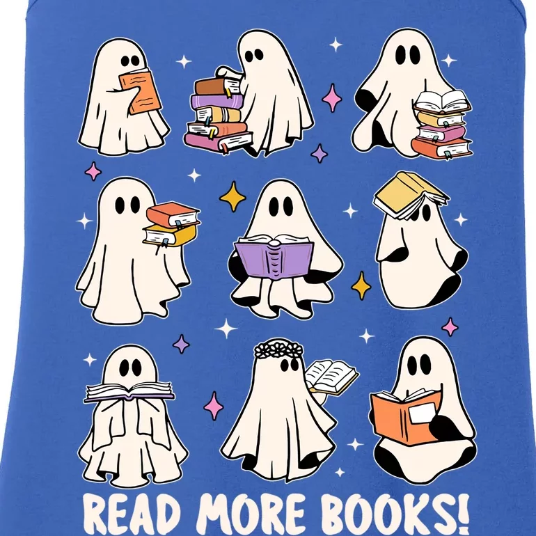 Read More Books Retro Cute Ghost Halloween Reading Books Meaningful Gift Ladies Essential Tank