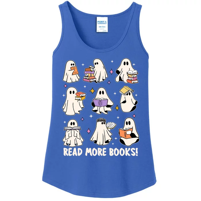 Read More Books Retro Cute Ghost Halloween Reading Books Meaningful Gift Ladies Essential Tank