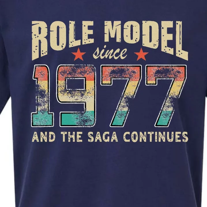 Role Model Born 1977 And The Saga Continues Birthday Sueded Cloud Jersey T-Shirt