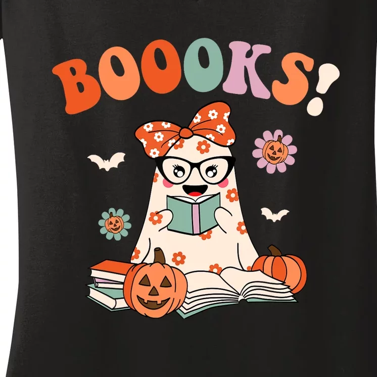 Read More Books Spooky Teacher Cute Halloween Women's V-Neck T-Shirt